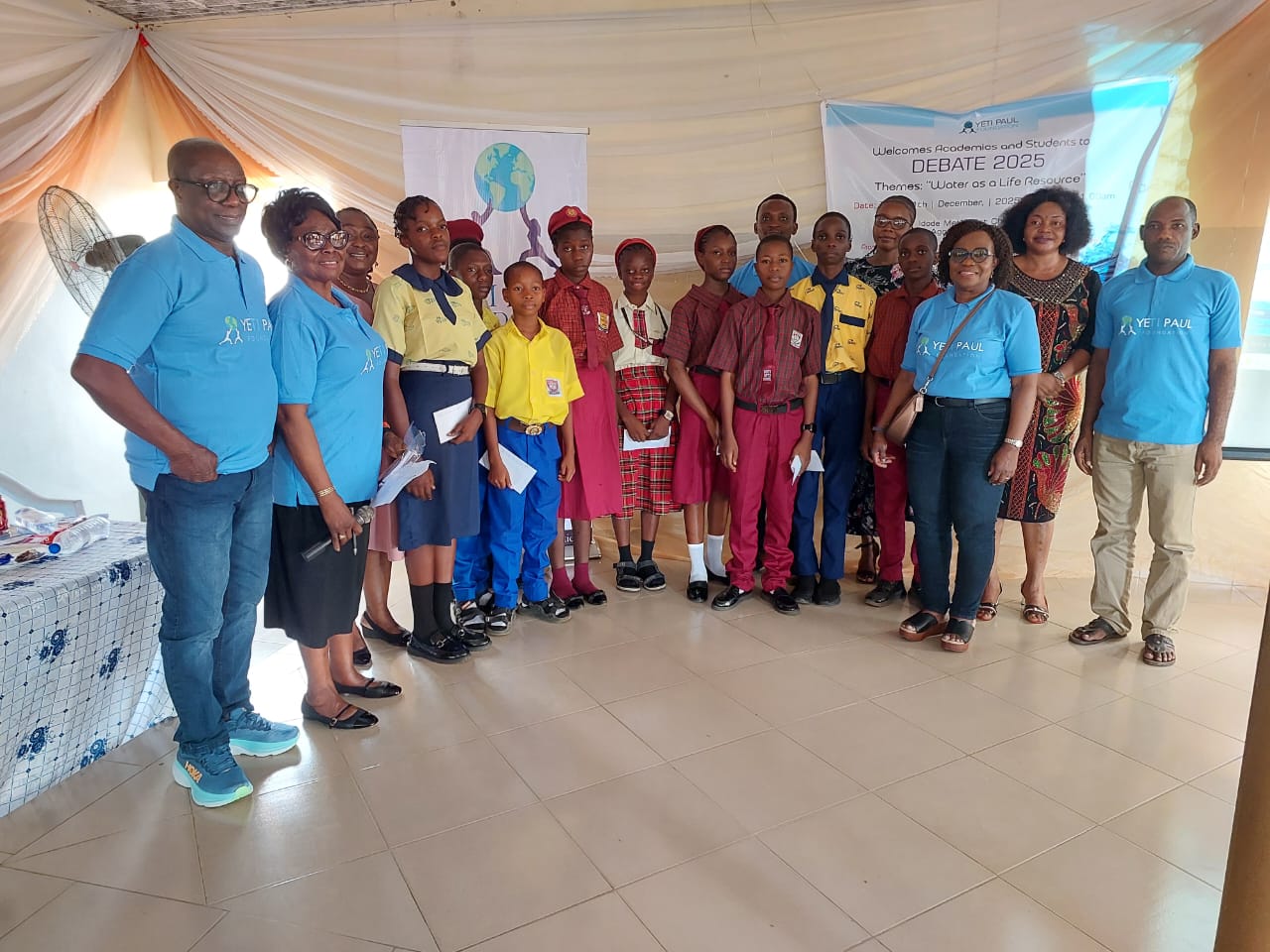 Children celebrating at Yeti Paul Foundation Debate 2025 event